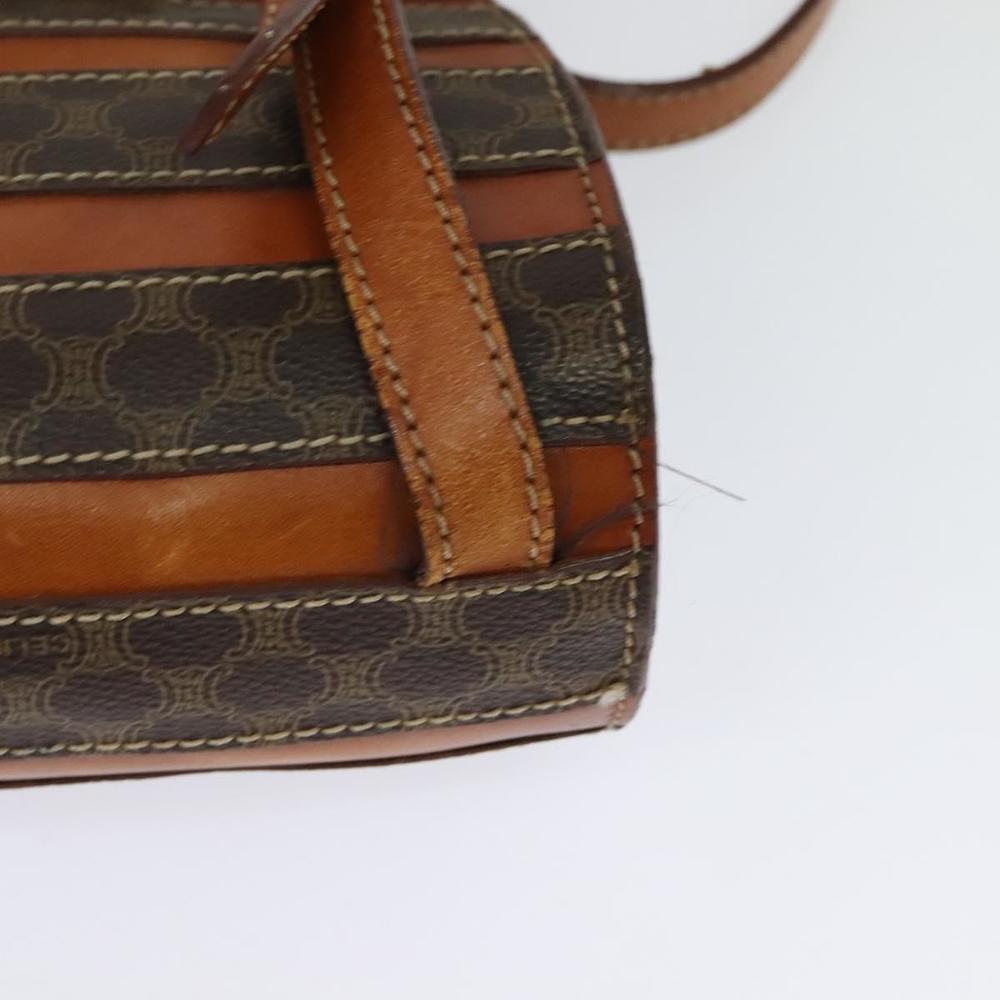 CELINE Macadam Canvas Backpack PVC Leather Brown Gold Auth 131672 - Picture 9 of 16